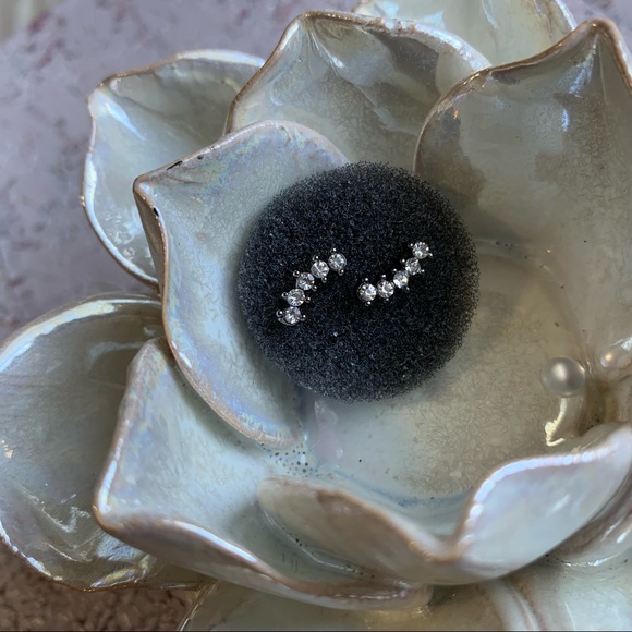 5⭐️ Silver + CZ Helix Climber Stud Earrings - Picture 4 of 6